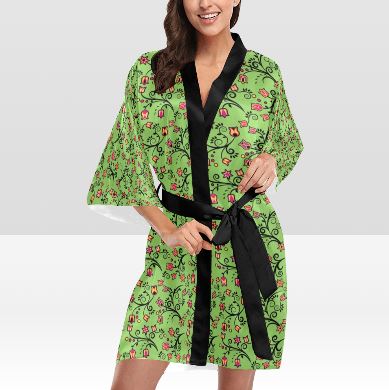 LightGreen Yellow Star Kimono Robe Artsadd