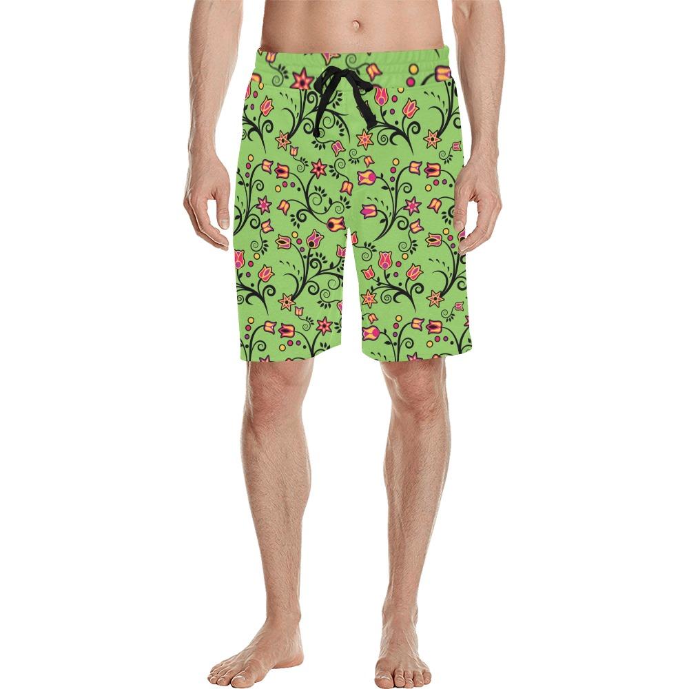 LightGreen Yellow Star Men's All Over Print Casual Shorts (Model L23) short e-joyer