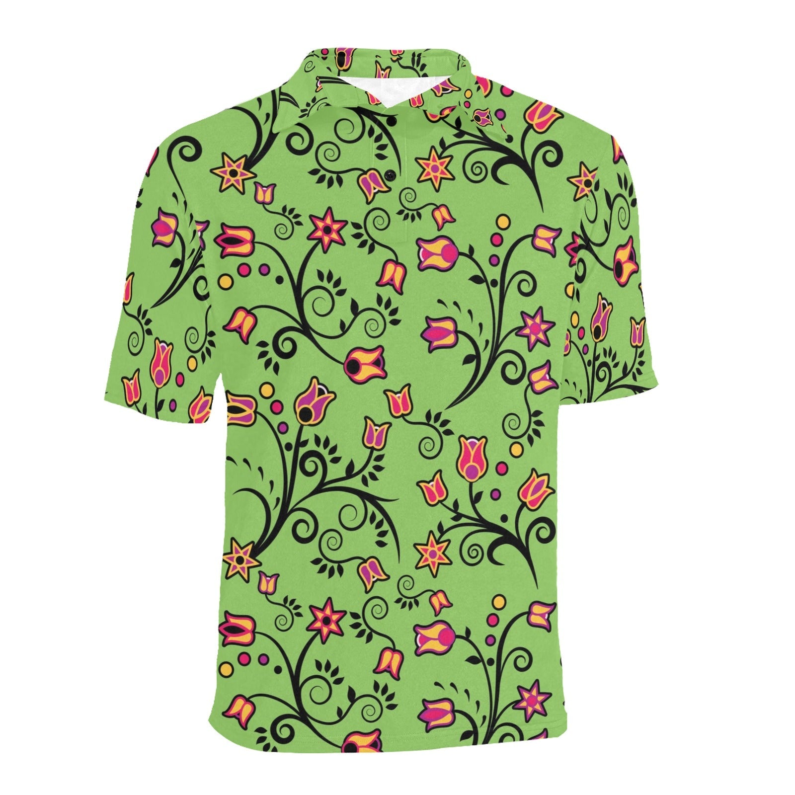 LightGreen Yellow Star Men's All Over Print Polo Shirt (Model T55) Men's Polo Shirt (Model T55) e-joyer