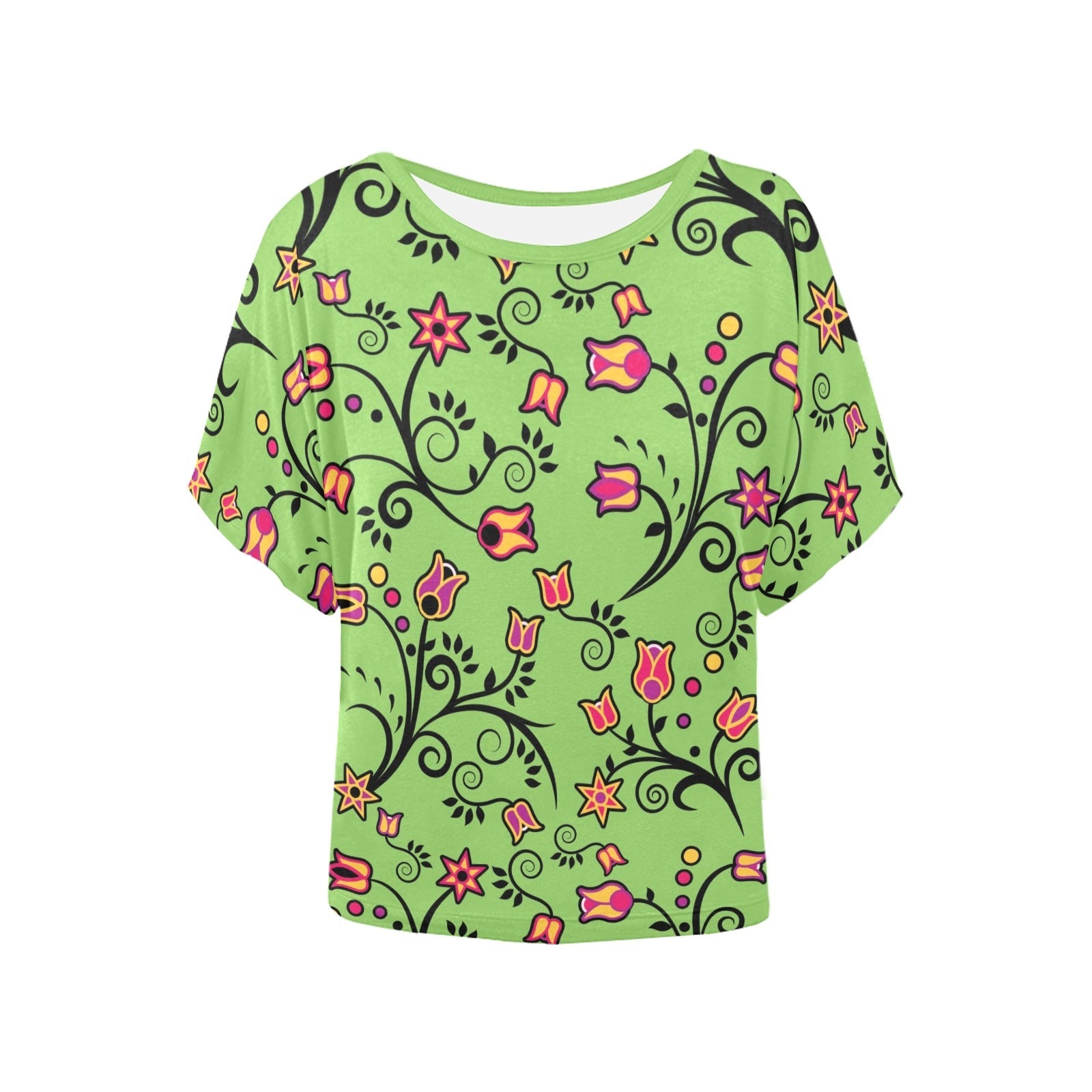 LightGreen Yellow Star Women's Batwing-Sleeved Blouse T shirt (Model T44) Women's Batwing-Sleeved Blouse T shirt (T44) e-joyer