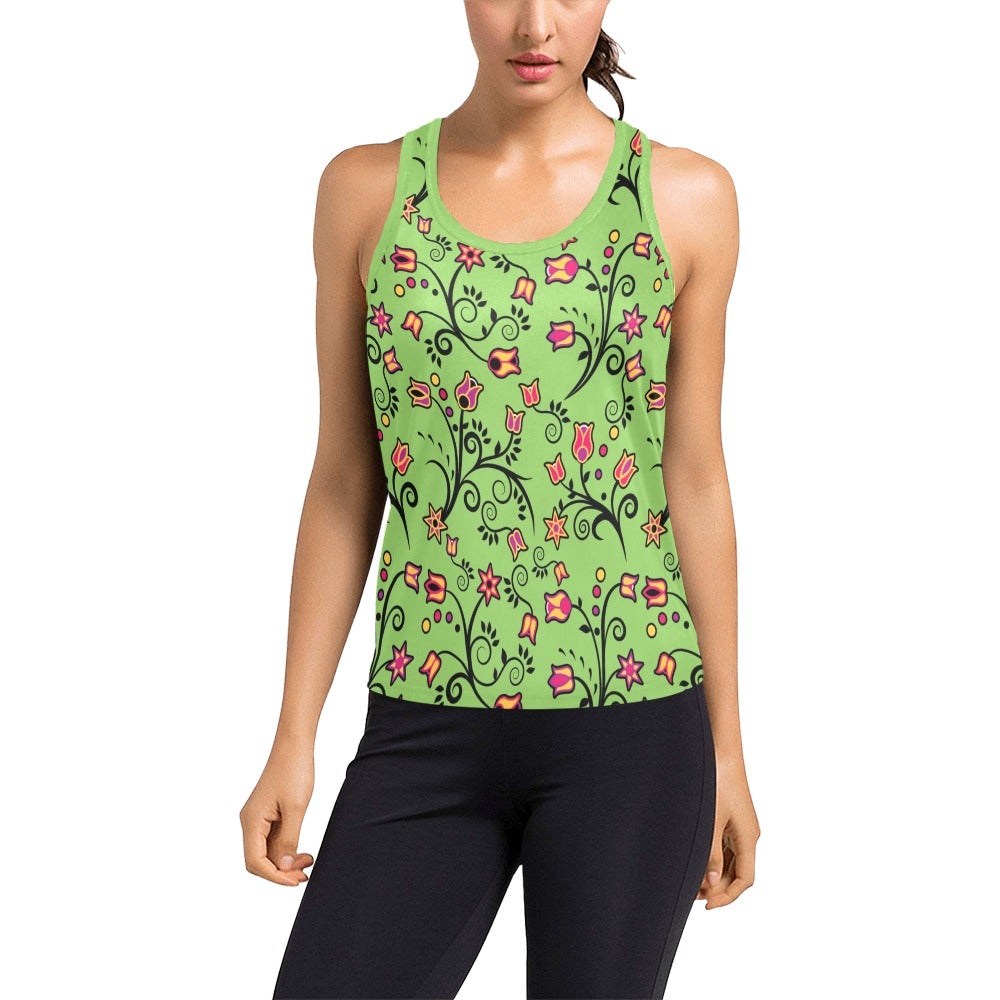 LightGreen Yellow Star Women's Racerback Tank Top (Model T60) Racerback Tank Top (T60) e-joyer