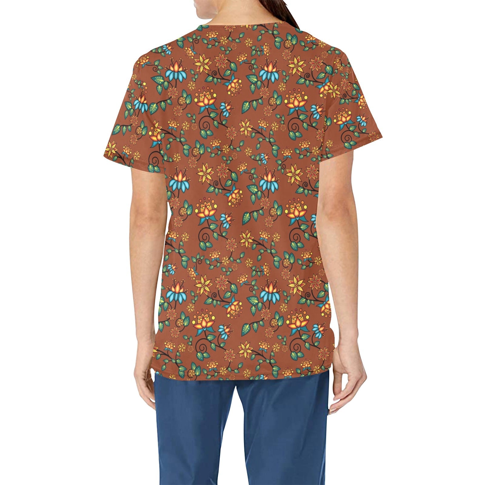 Lily Sierra All Over Print Scrub Top Scrub Top e-joyer 