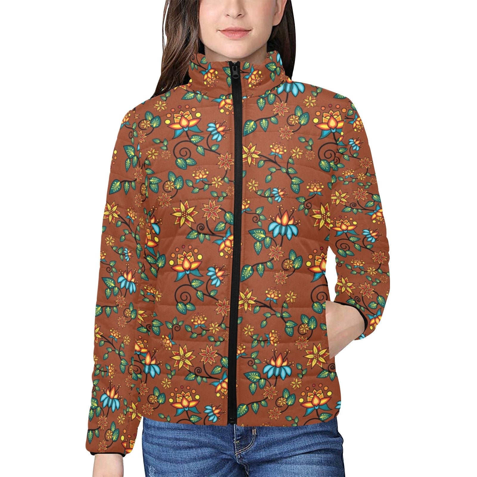 Lily Sierra Women's Stand Collar Padded Jacket (Model H41) jacket e-joyer