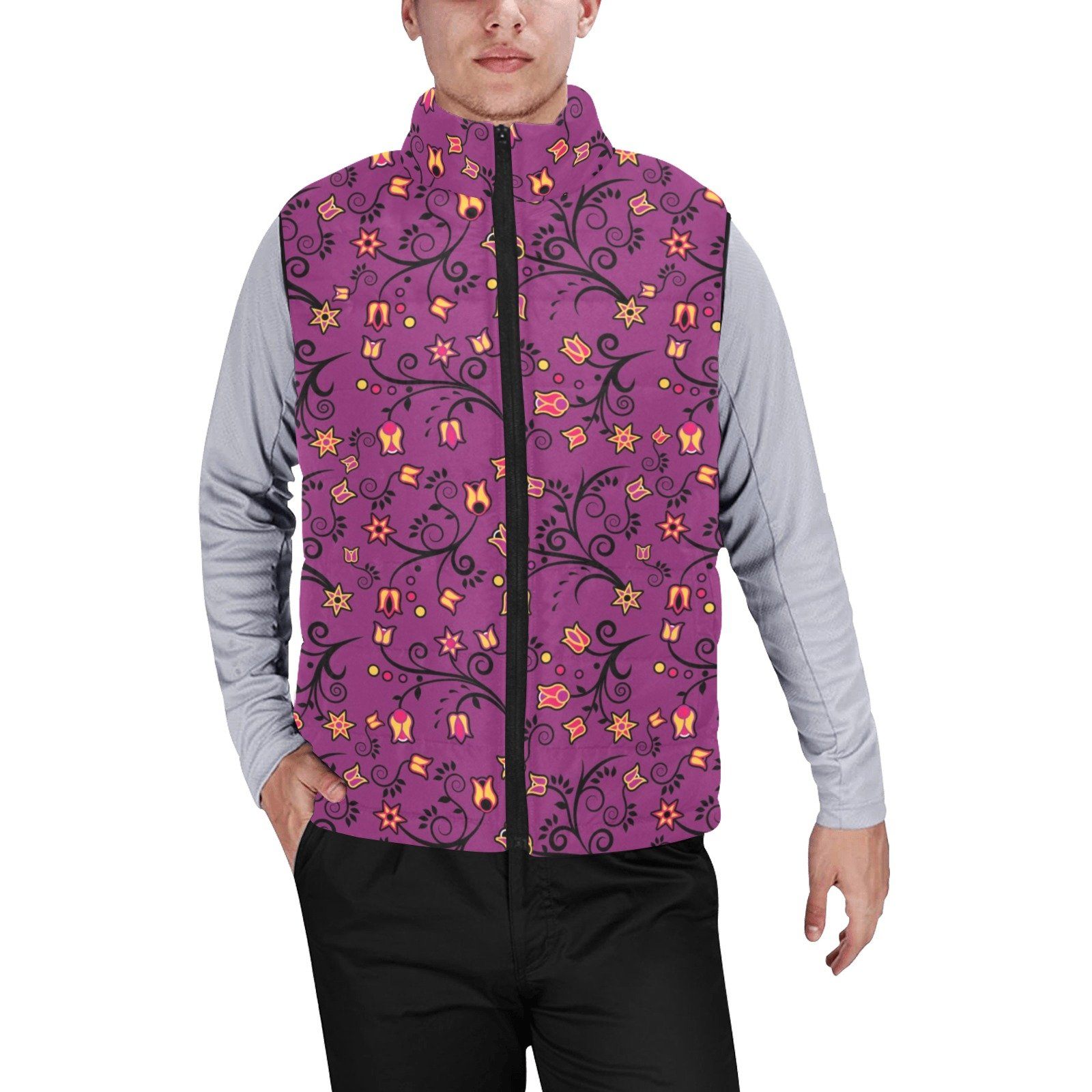 Lollipop Star Men's Padded Vest Jacket (Model H44) Men's Padded Vest Jacket (H44) e-joyer