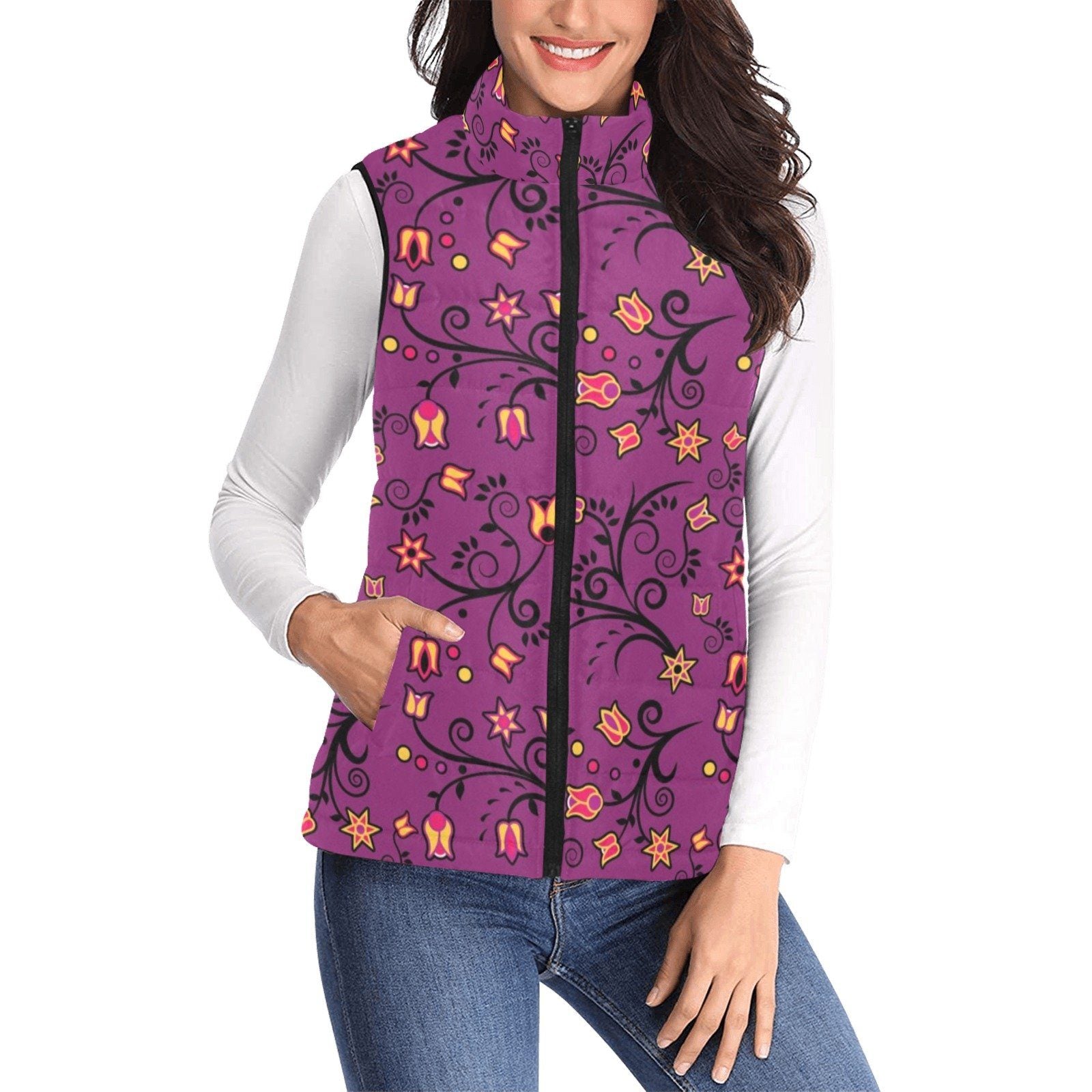 Lollipop Star Women's Padded Vest Jacket (Model H44) Women's Padded Vest Jacket (H44) e-joyer 