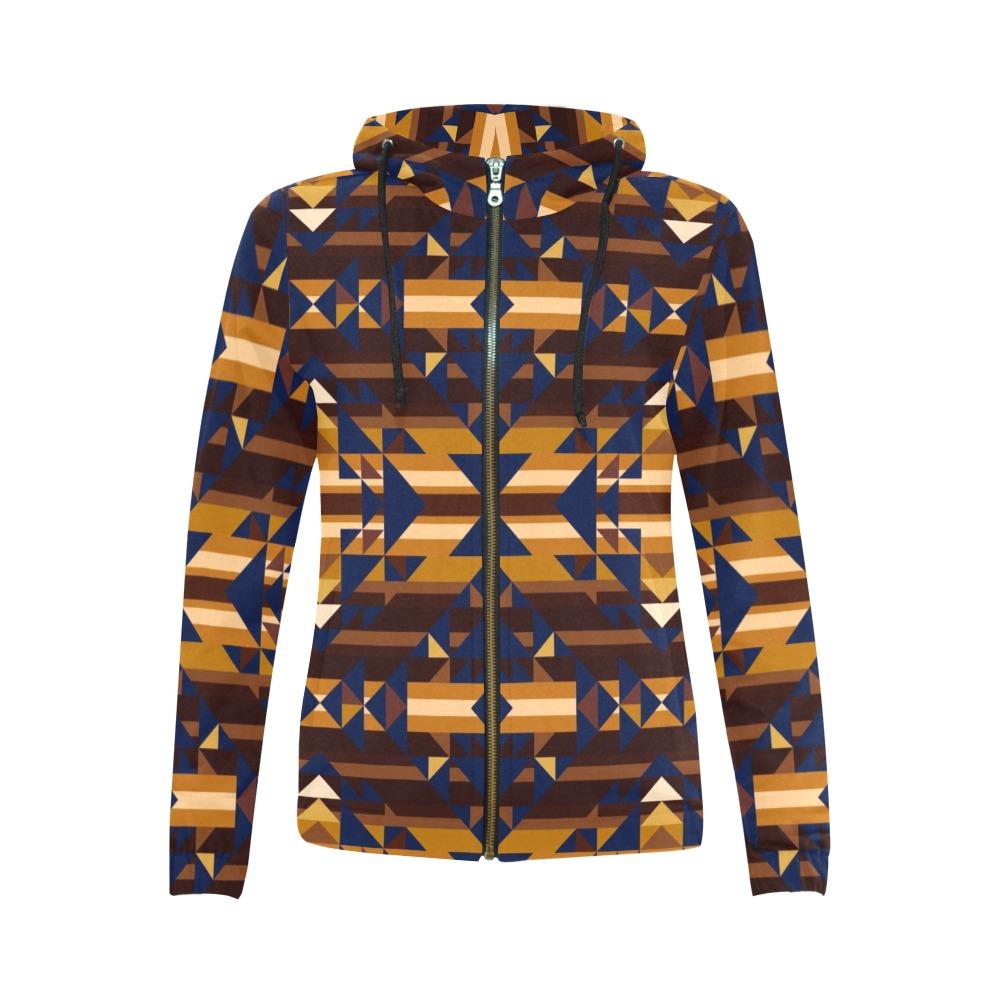 Marron Cloud All Over Print Full Zip Hoodie for Women (Model H14) hoodie e-joyer