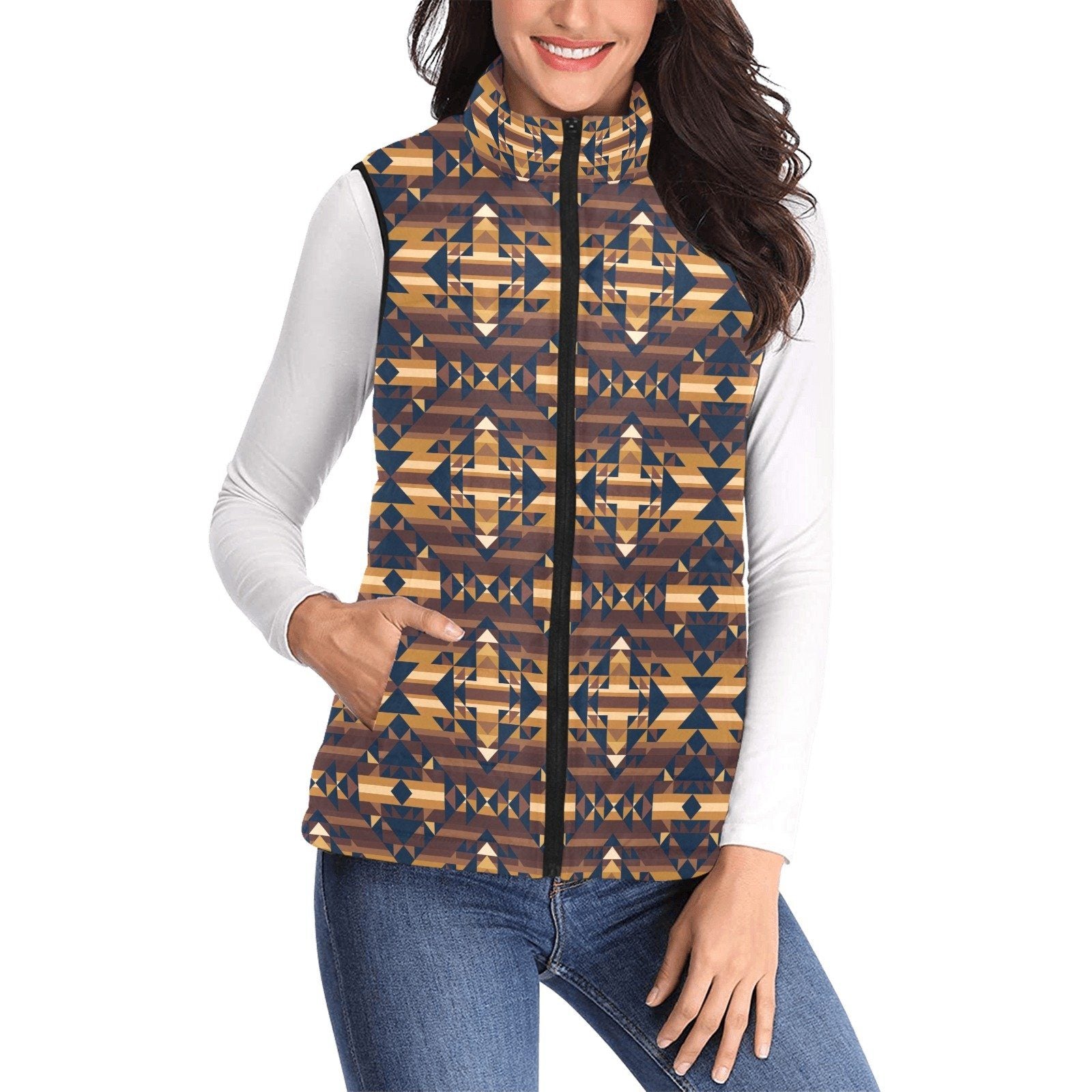 Marron Cloud Women's Padded Vest Jacket (Model H44) Women's Padded Vest Jacket (H44) e-joyer 