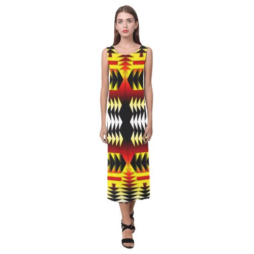 Medicine Wheel Strips Basketball Phaedra Sleeveless Open Fork Long Dress (Model D08) Phaedra Sleeveless Open Fork Long Dress (D08) e-joyer
