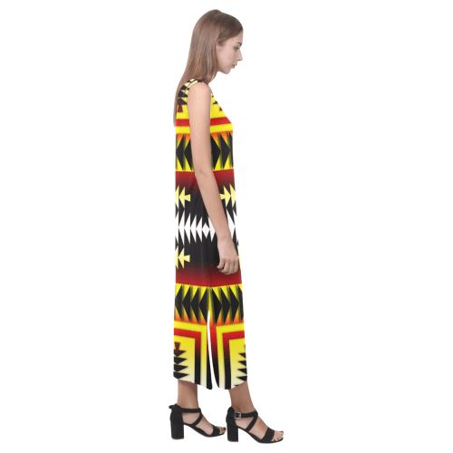 Medicine Wheel Strips Basketball Phaedra Sleeveless Open Fork Long Dress (Model D08) Phaedra Sleeveless Open Fork Long Dress (D08) e-joyer