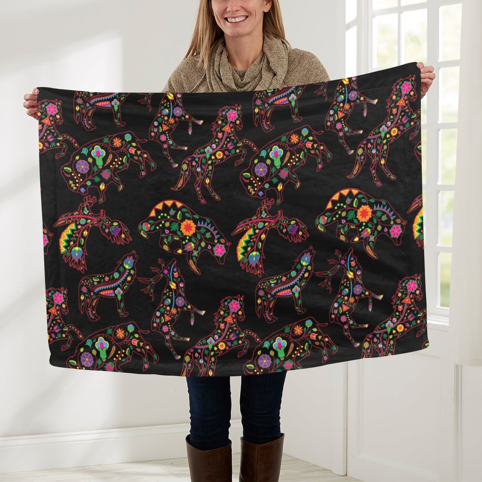 Neon Floral Animals Baby Blanket 30"x40" Baby Blanket 30"x40" e-joyer