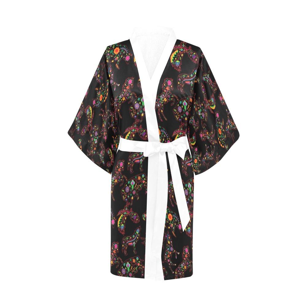 Neon Floral Animals Kimono Robe Artsadd