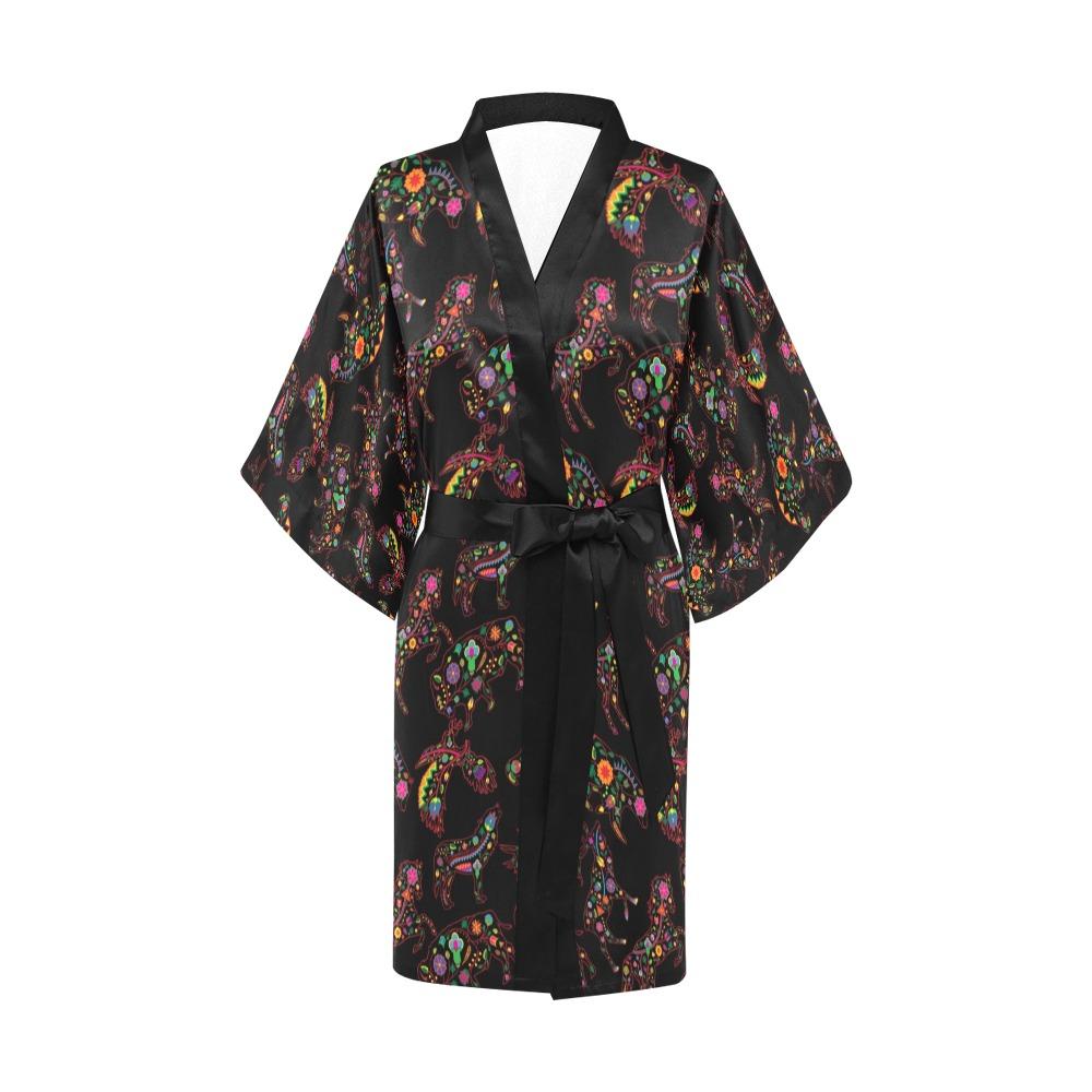 Neon Floral Animals Kimono Robe Artsadd