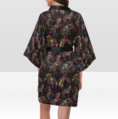 Neon Floral Animals Kimono Robe Artsadd