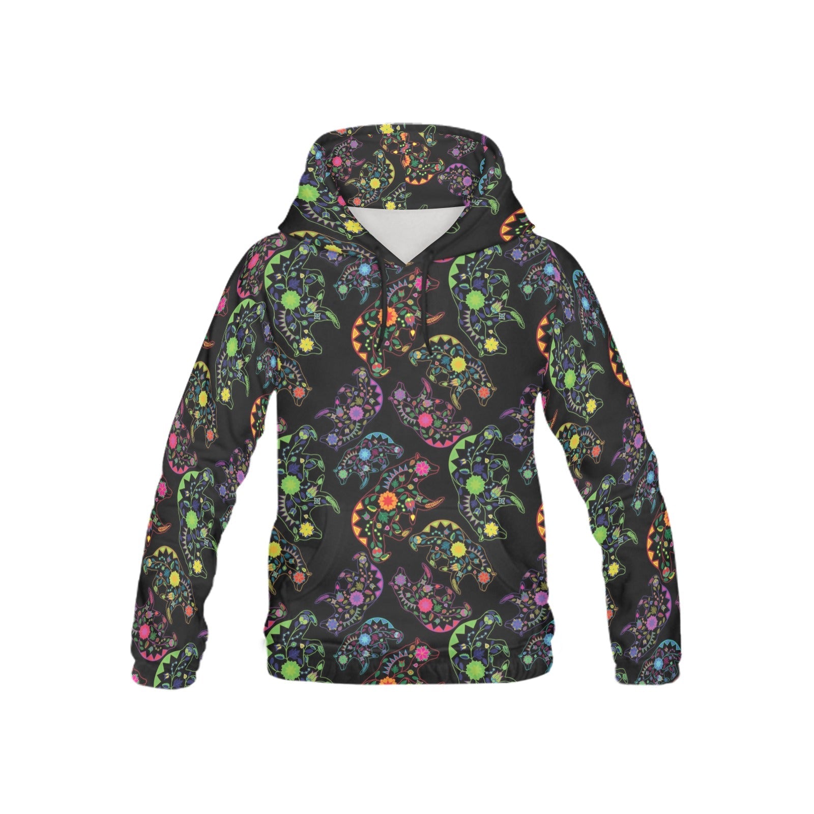 Neon Floral Bears All Over Print Hoodie for Kid (USA Size) (Model H13) All Over Print Hoodie for Kid (H13) e-joyer