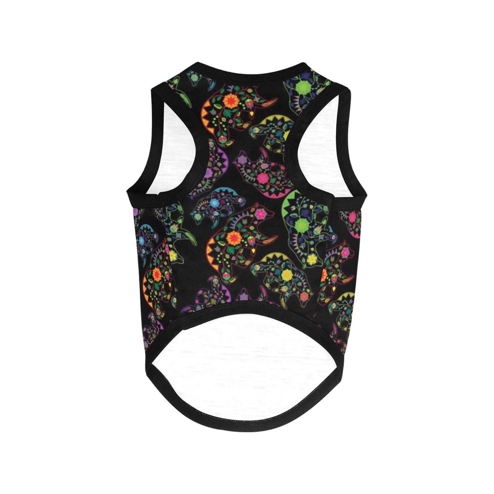 Neon Floral Bears All Over Print Pet Tank Top Pet Tank Top e-joyer