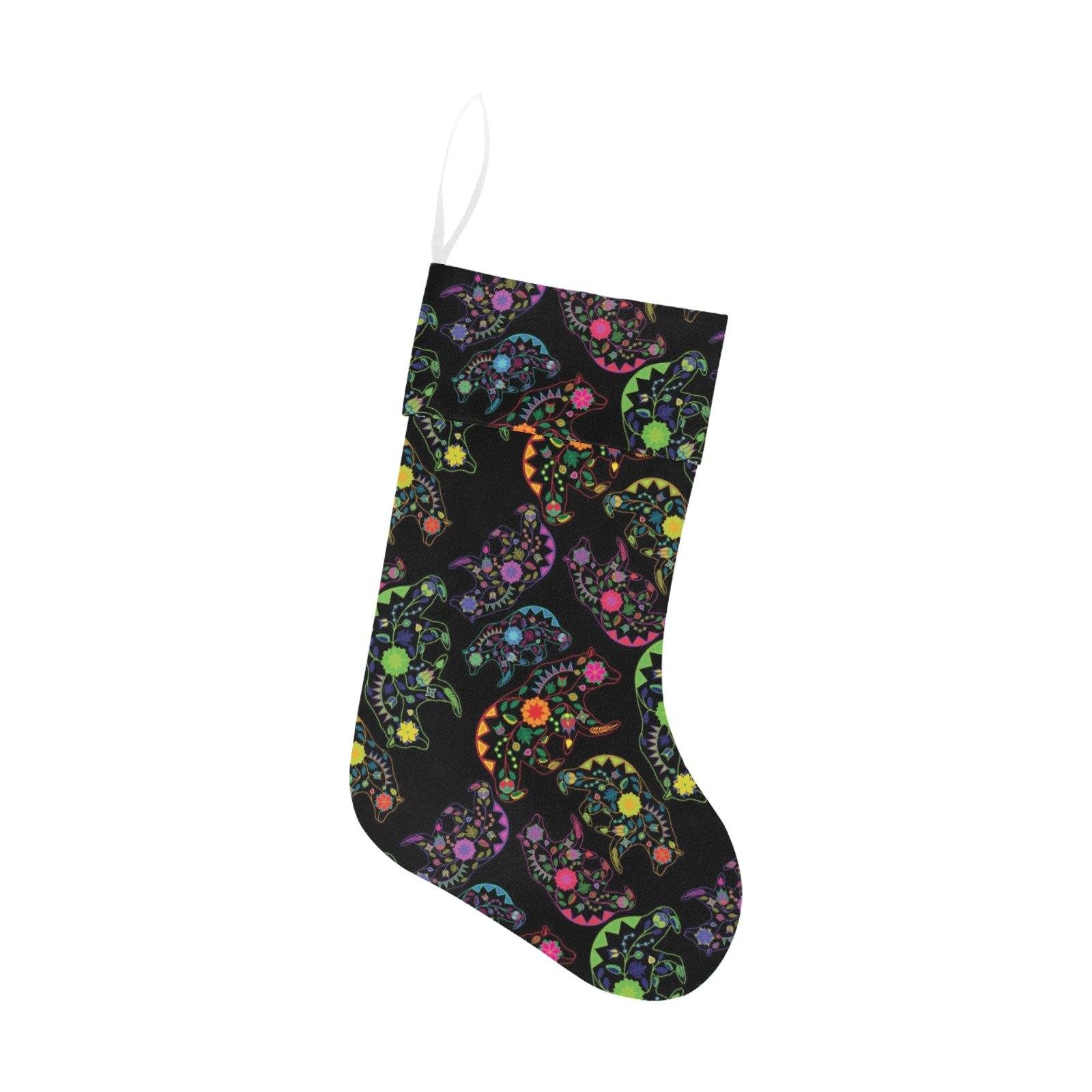 Neon Floral Bears Christmas Stocking holiday stocking e-joyer
