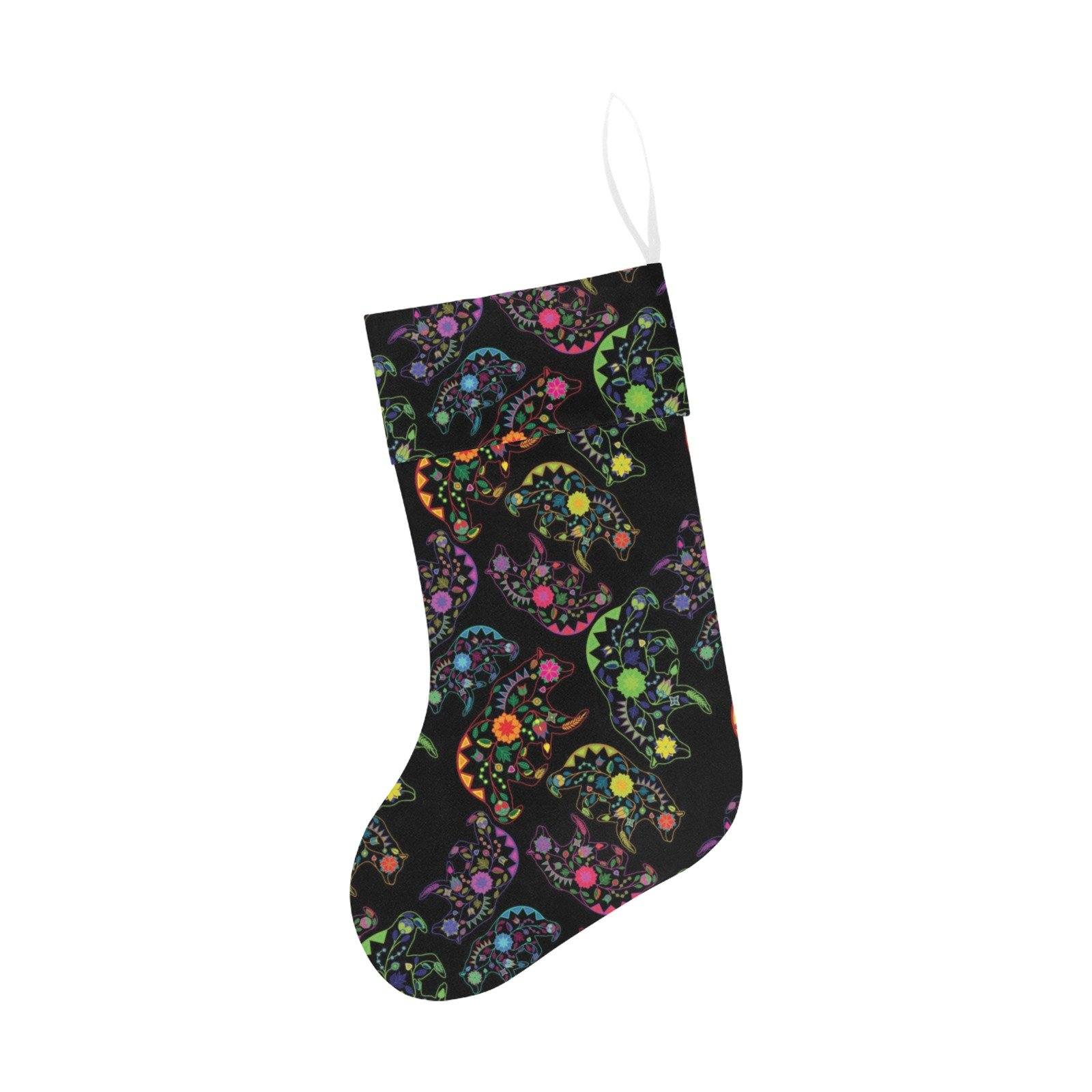 Neon Floral Bears Christmas Stocking holiday stocking e-joyer