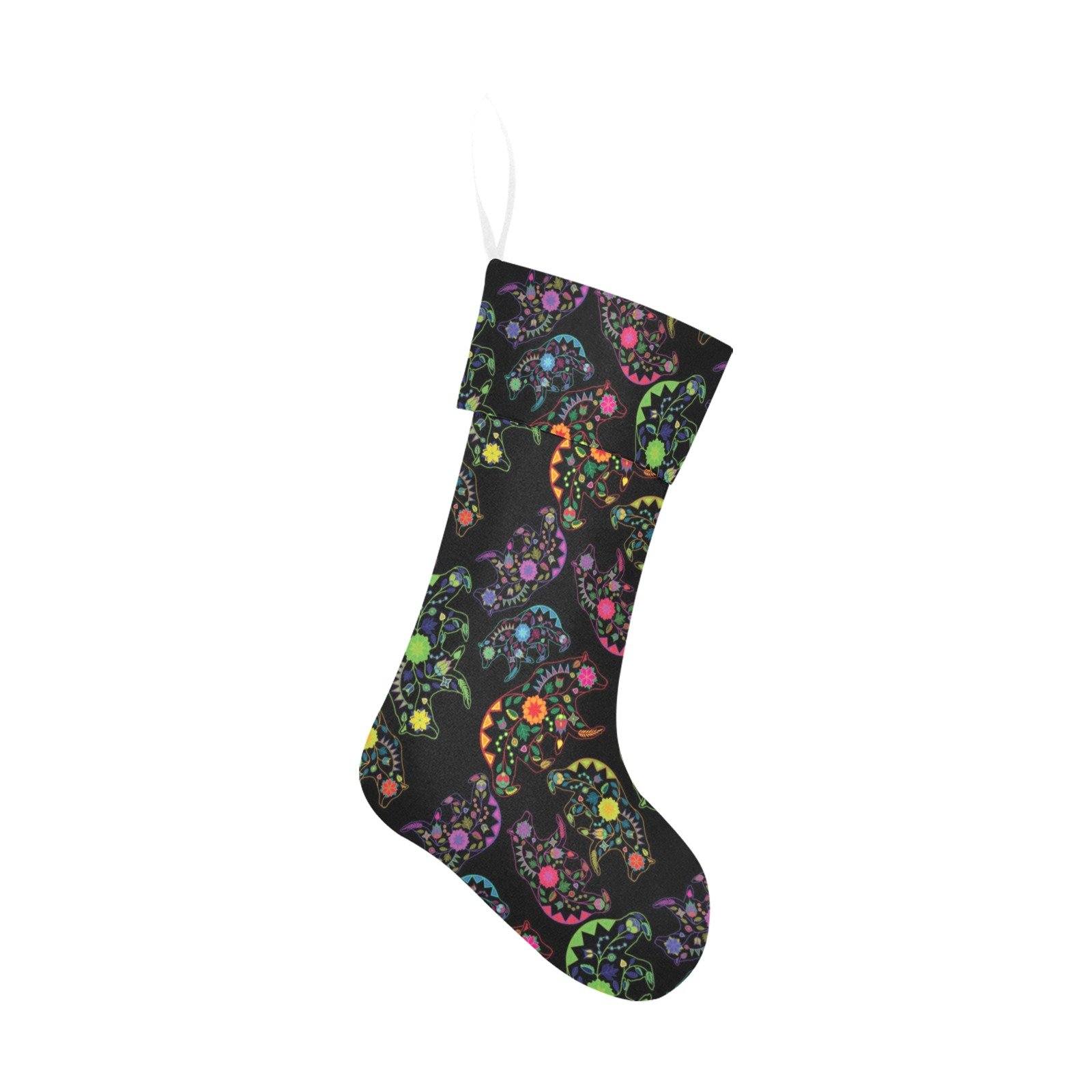 Neon Floral Bears Christmas Stocking holiday stocking e-joyer
