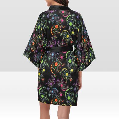 Neon Floral Bears Kimono Robe Artsadd