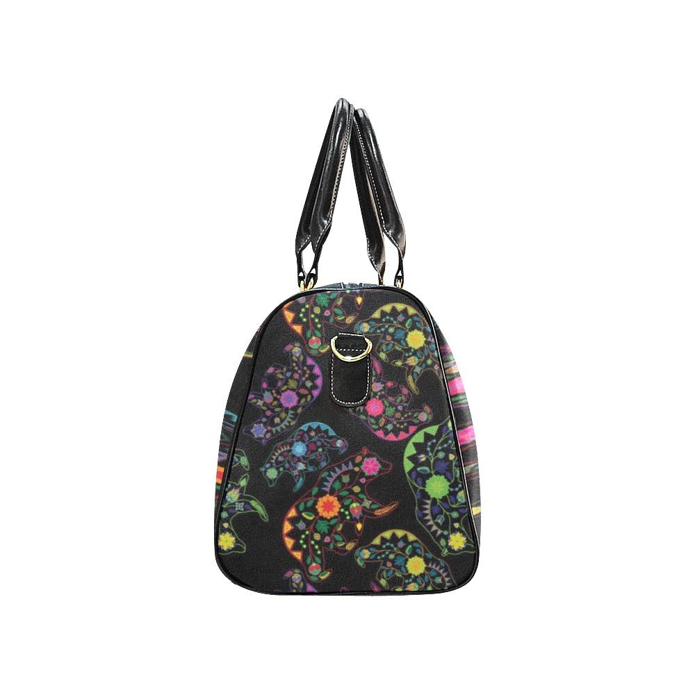 Neon Floral Bears New Waterproof Travel Bag/Small (Model 1639) bag e-joyer