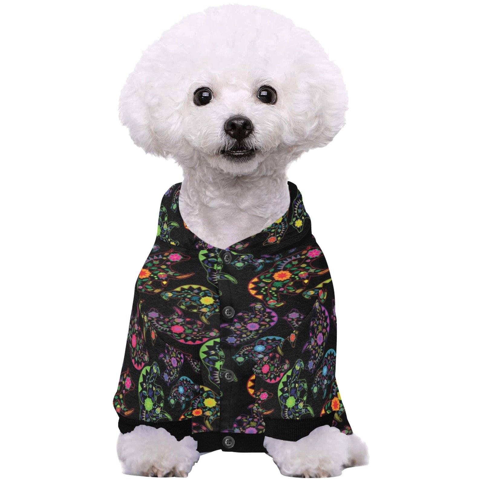 Neon Floral Bears Pet Dog Hoodie Pet Dog Hoodie e-joyer