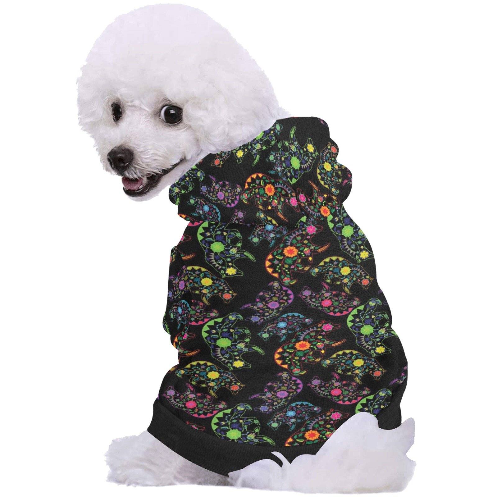 Neon Floral Bears Pet Dog Hoodie Pet Dog Hoodie e-joyer