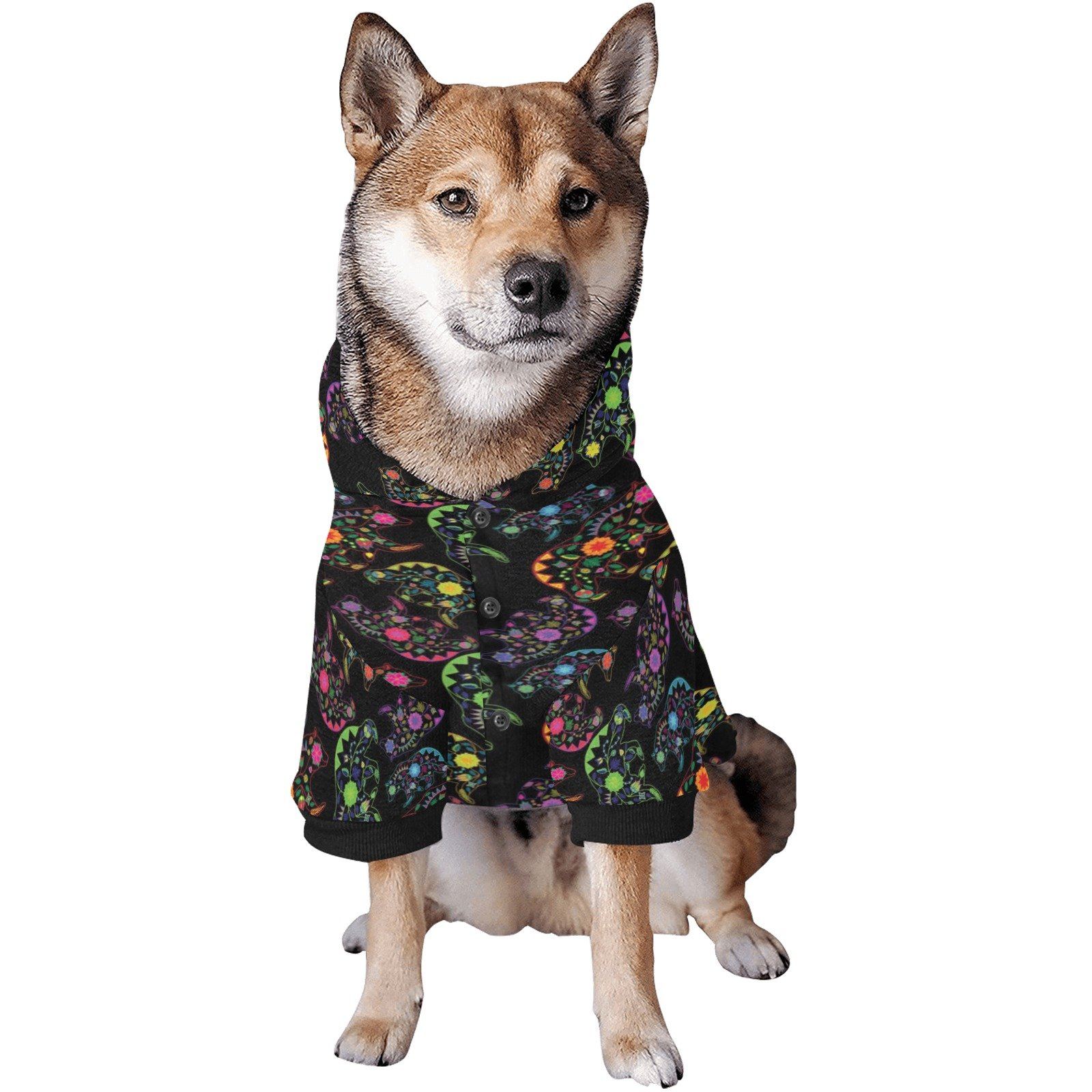 Neon Floral Bears Pet Dog Hoodie Pet Dog Hoodie e-joyer