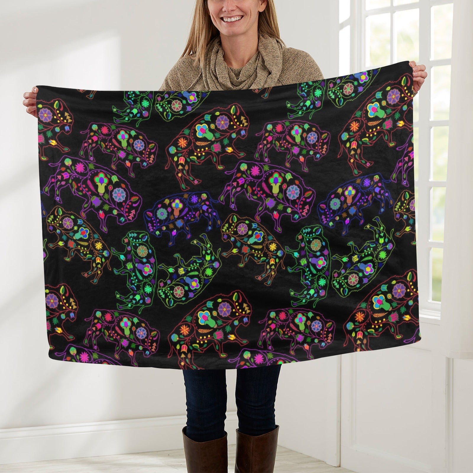 Neon Floral Buffalos Baby Blanket 30"x40" Baby Blanket 30"x40" e-joyer