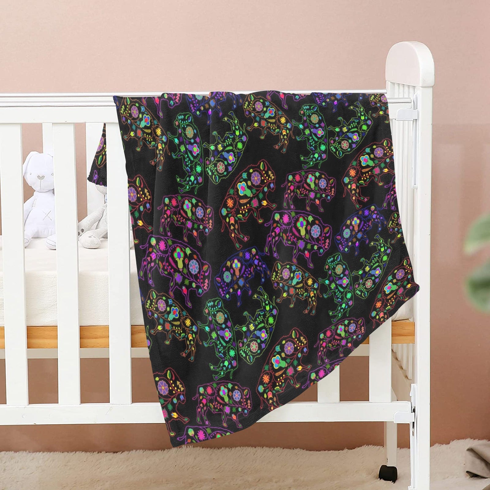 Neon Floral Buffalos Baby Blanket 30"x40" Baby Blanket 30"x40" e-joyer