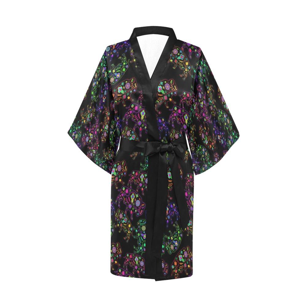 Neon Floral Buffalos Kimono Robe Artsadd