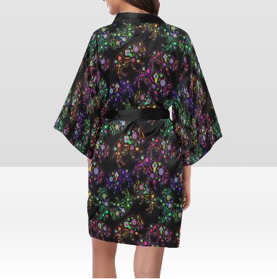 Neon Floral Buffalos Kimono Robe Artsadd