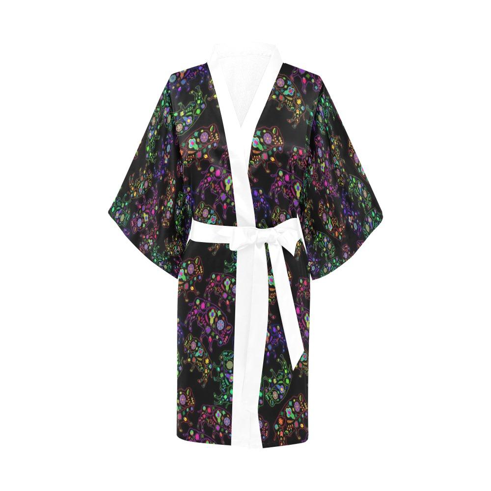 Neon Floral Buffalos Kimono Robe Artsadd