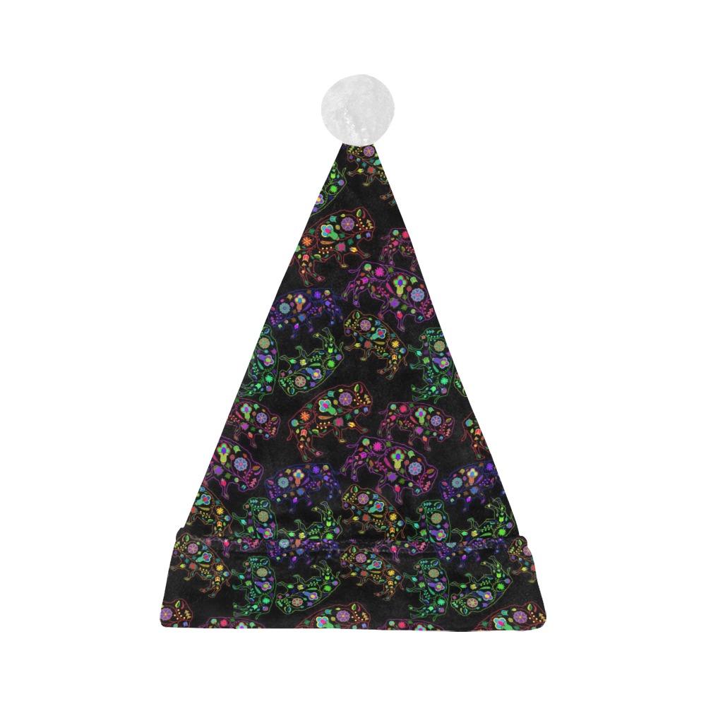 Neon Floral Buffalos Santa Hat Santa Hat e-joyer
