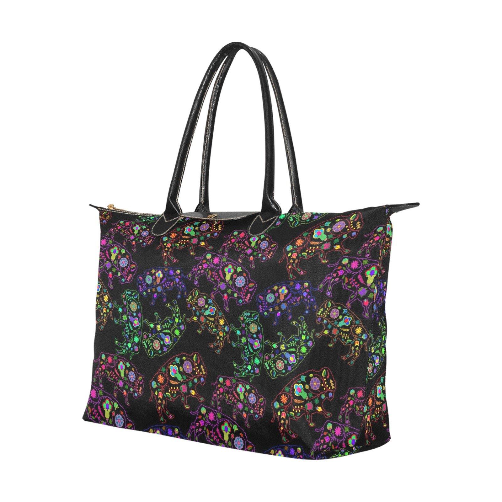 Neon Floral Buffalos Single-Shoulder Lady Handbag (Model 1714) bag e-joyer