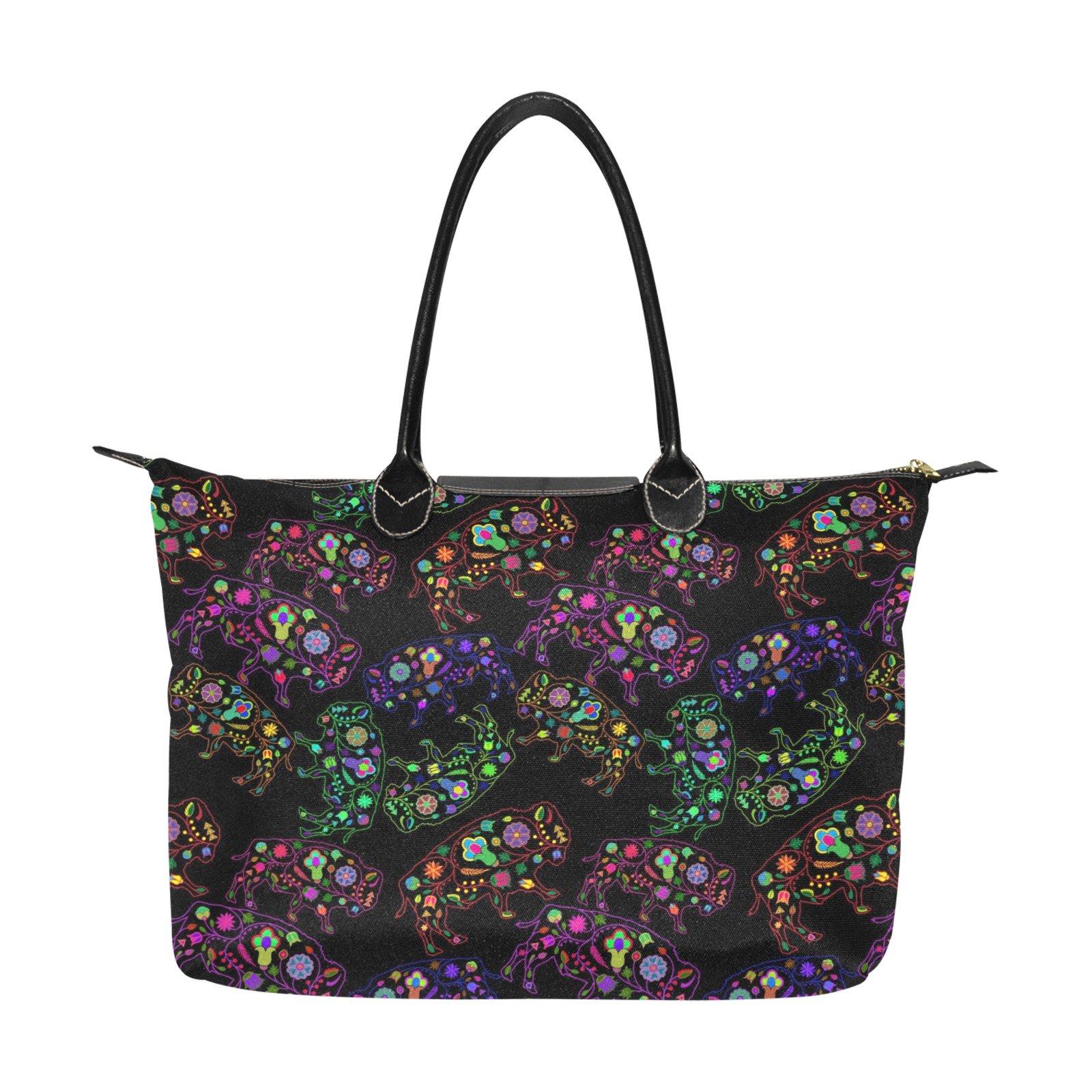 Neon Floral Buffalos Single-Shoulder Lady Handbag (Model 1714) bag e-joyer