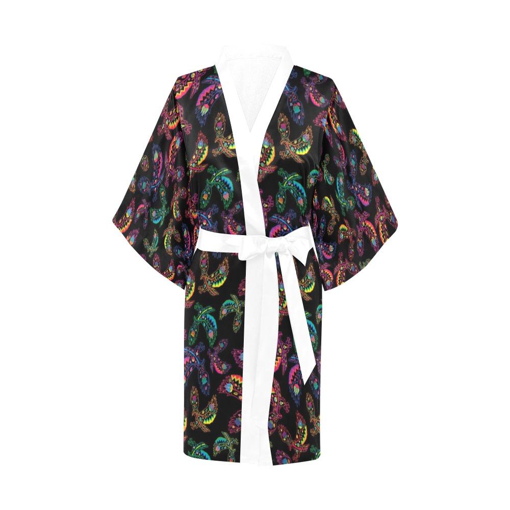 Neon Floral Eagles Kimono Robe Artsadd