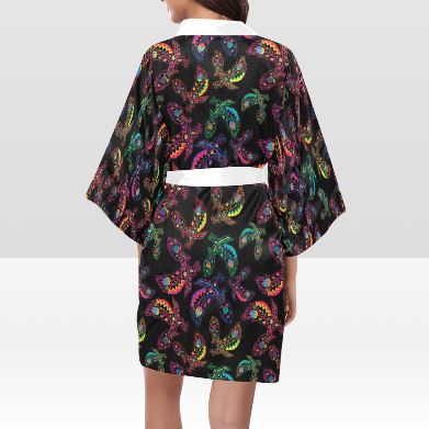 Neon Floral Eagles Kimono Robe Artsadd