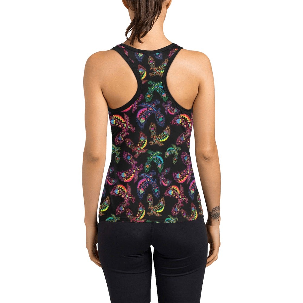Neon Floral Eagles Women's Racerback Tank Top (Model T60) Racerback Tank Top (T60) e-joyer