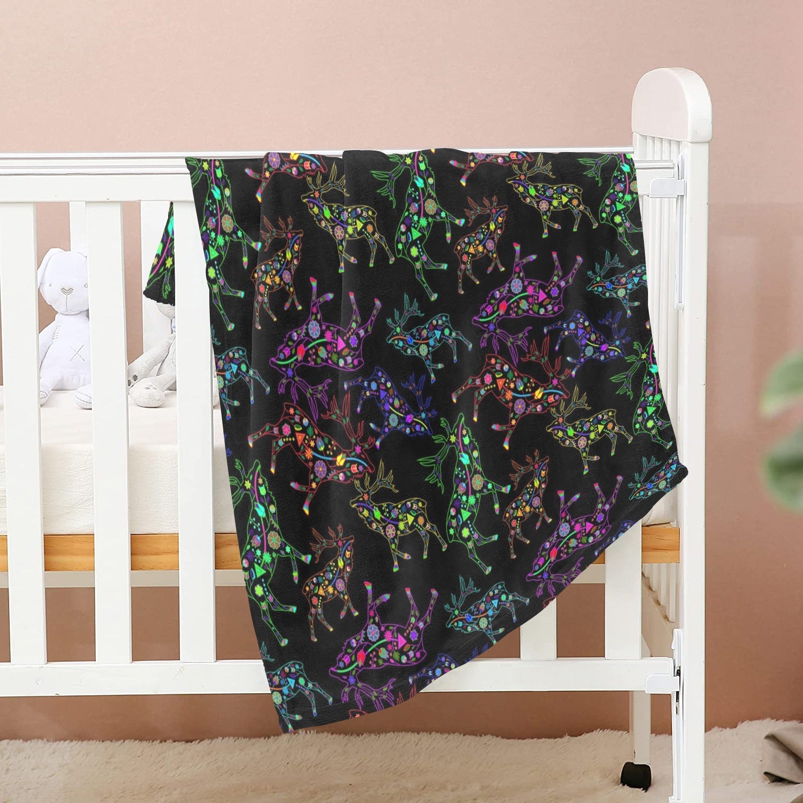 Neon Floral Elks Baby Blanket 30"x40" Baby Blanket 30"x40" e-joyer