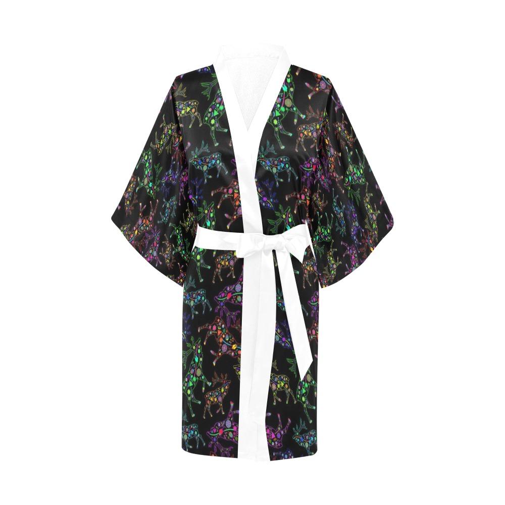 Neon Floral Elks Kimono Robe Artsadd