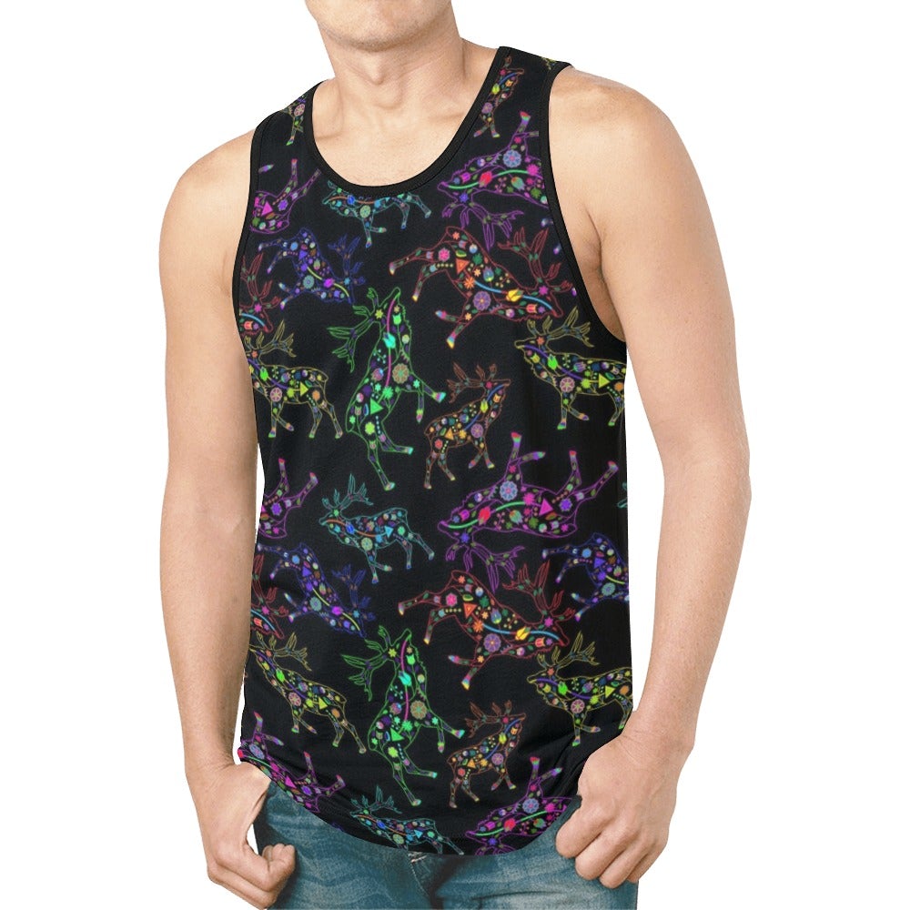 Neon Floral Elks New All Over Print Tank Top for Men (Model T46) New All Over Print Tank Top for Men (T46) e-joyer