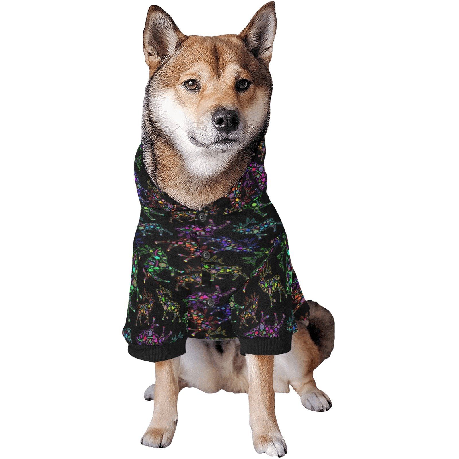 Neon Floral Elks Pet Dog Hoodie Pet Dog Hoodie e-joyer