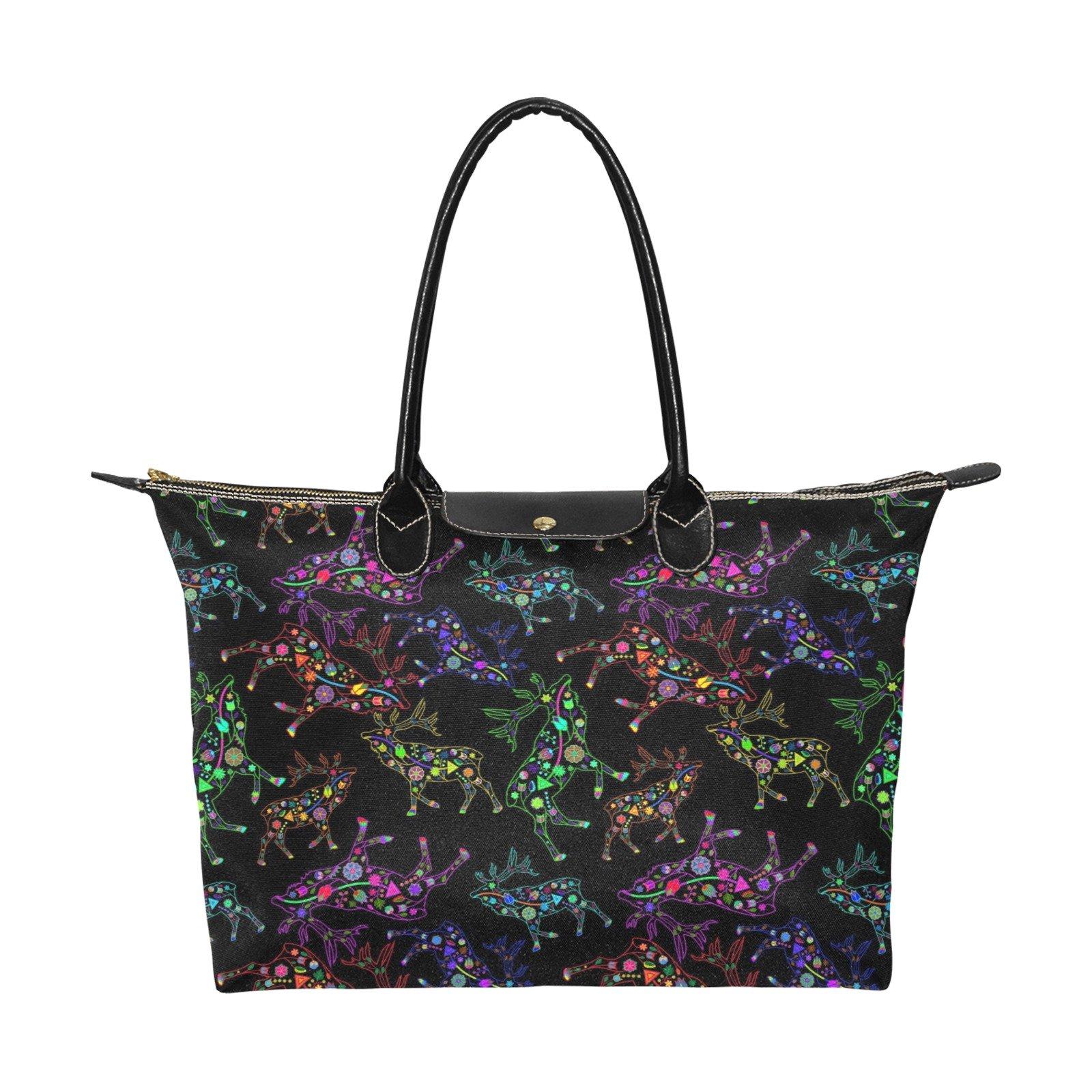 Neon Floral Elks Single-Shoulder Lady Handbag (Model 1714) bag e-joyer