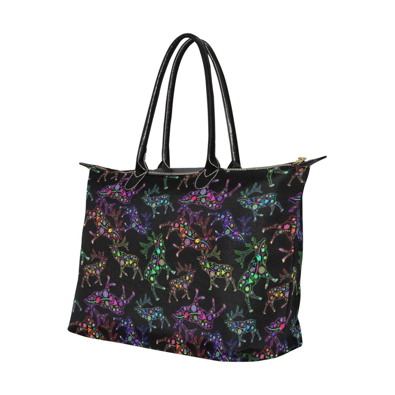 Neon Floral Elks Single-Shoulder Lady Handbag (Model 1714) bag e-joyer