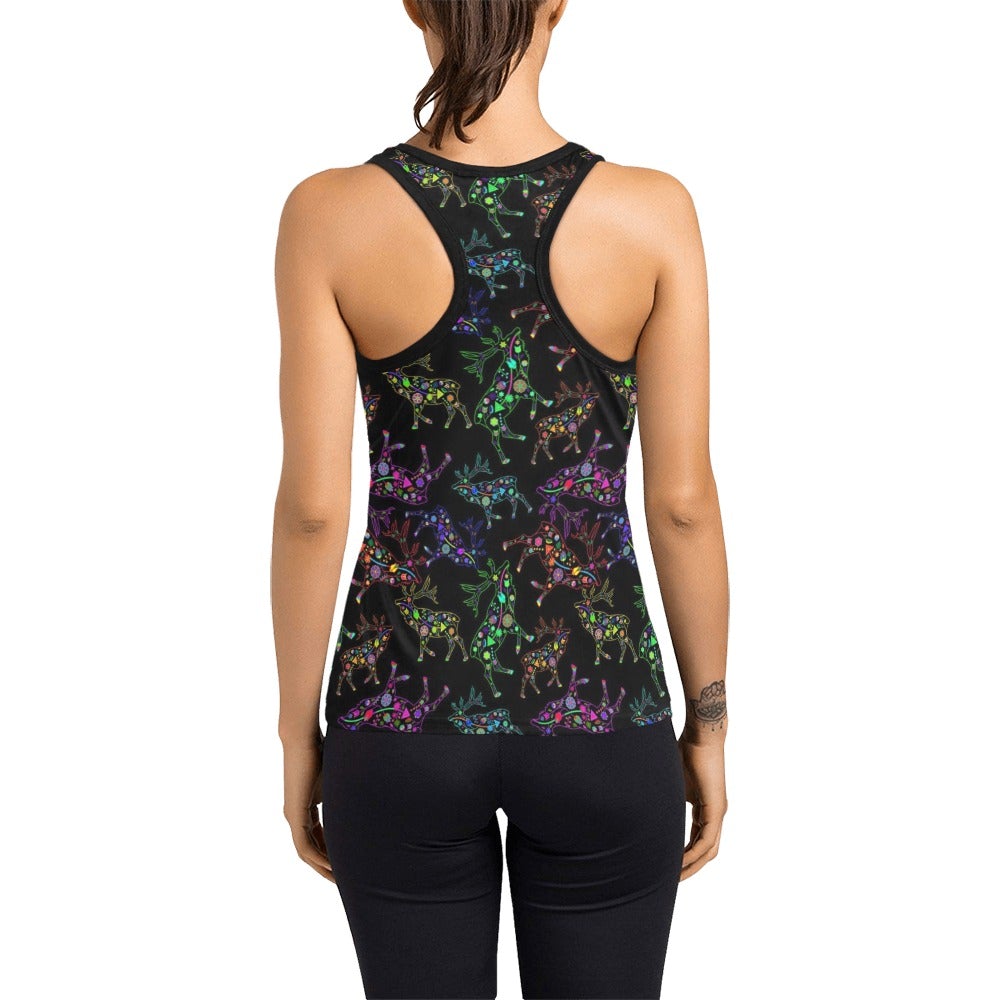 Neon Floral Elks Women's Racerback Tank Top (Model T60) Racerback Tank Top (T60) e-joyer