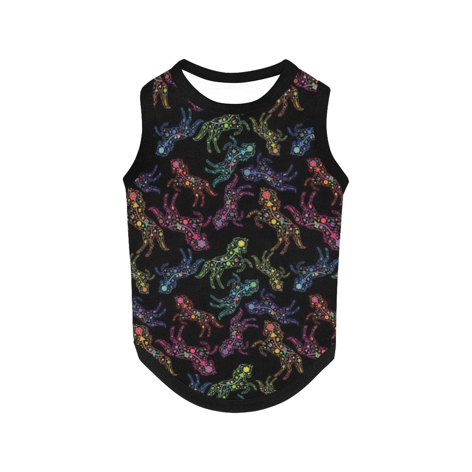 Neon Floral Horses All Over Print Pet Tank Top Pet Tank Top e-joyer
