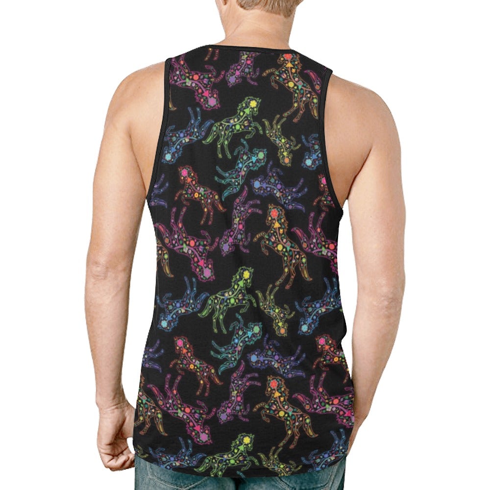 Neon Floral Horses New All Over Print Tank Top for Men (Model T46) New All Over Print Tank Top for Men (T46) e-joyer