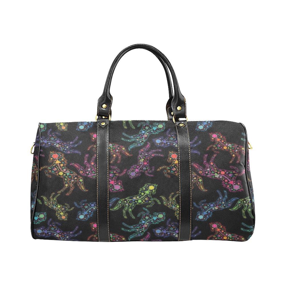 Neon Floral Horses New Waterproof Travel Bag/Small (Model 1639) bag e-joyer