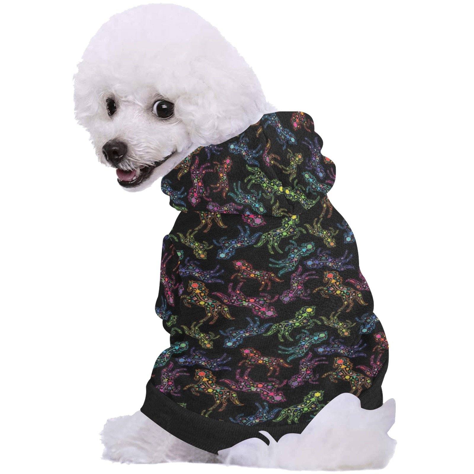Neon Floral Horses Pet Dog Hoodie Pet Dog Hoodie e-joyer