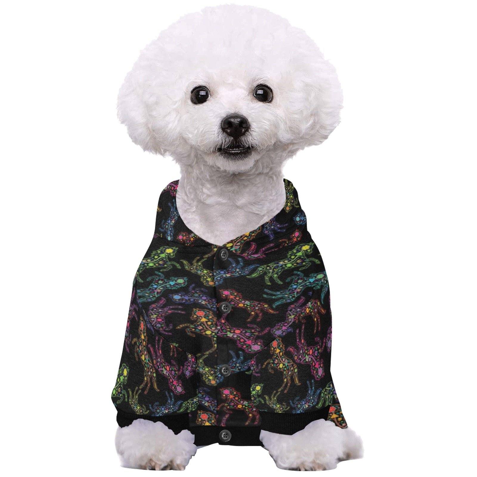 Neon Floral Horses Pet Dog Hoodie Pet Dog Hoodie e-joyer